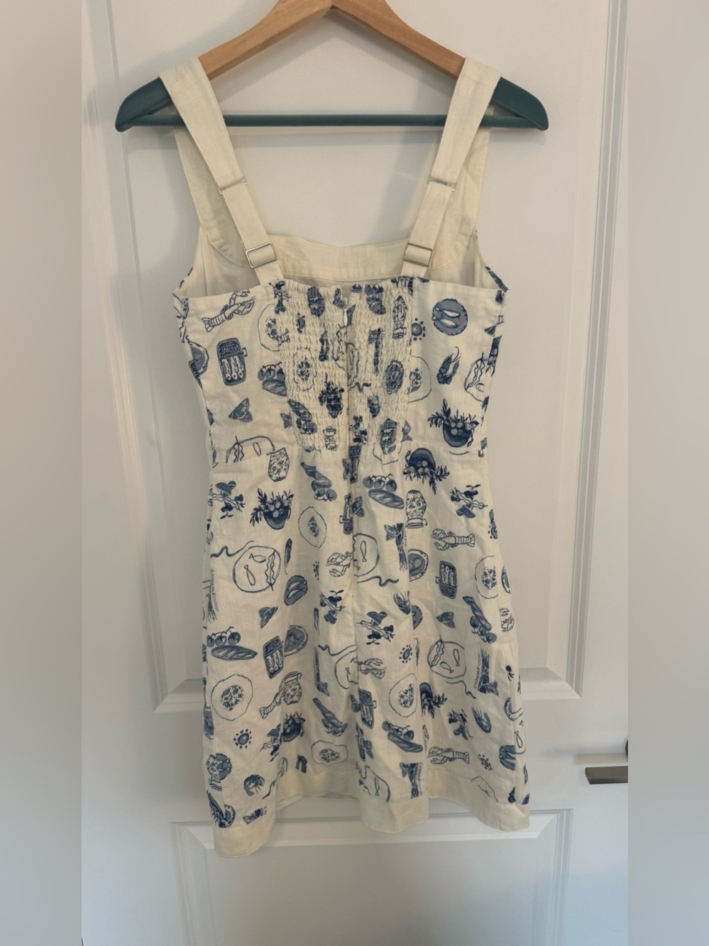 Abercrombie Linen Blend Wide Strap Square Neck Mini Dress with Nautical Print - Picture 9 of 10